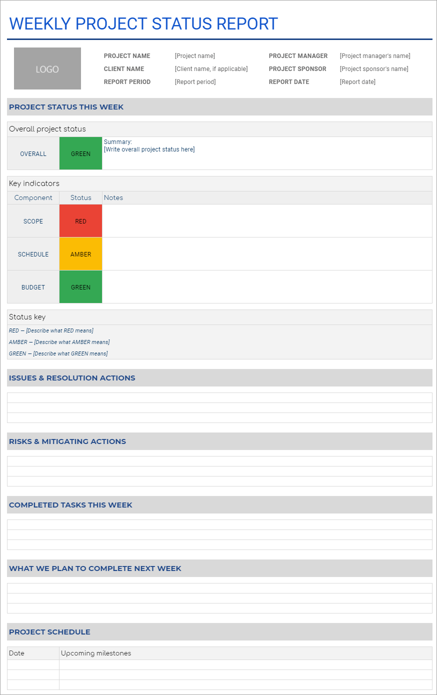 Free Executive Project Status Reports Template Throughout Project Management Status Report Template