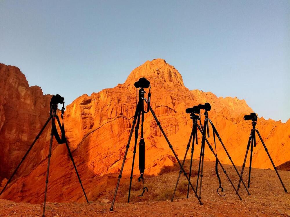 tripod in desert